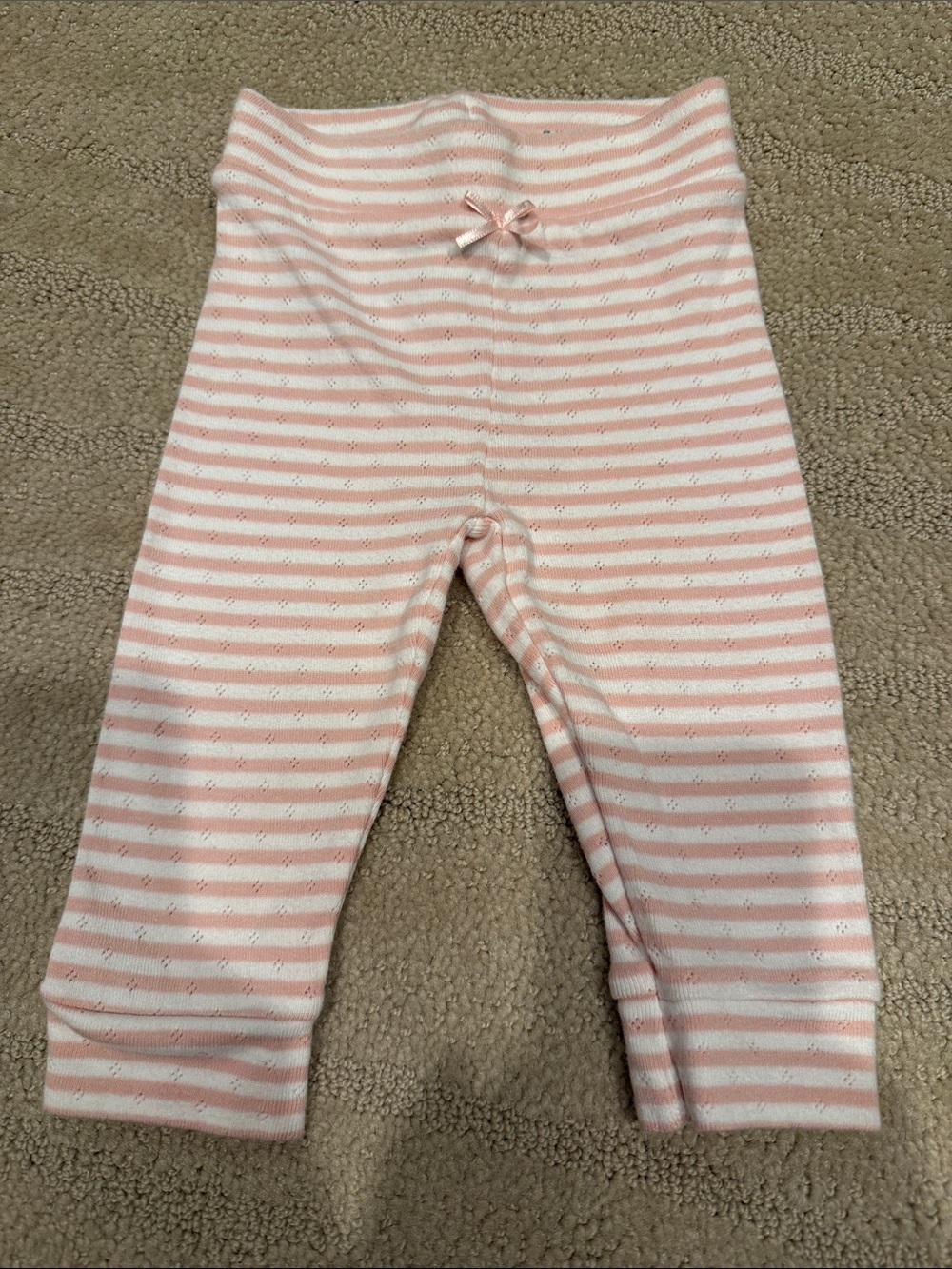 Baby Boden Pink and White Striped Baby Leggings
